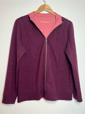 Tommy Bahama Full Zip Jacket in Plum and Rose Size Large